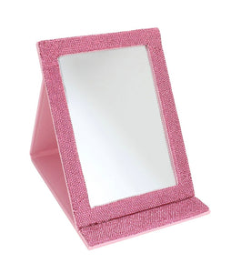 Rhinestone Foldable Travel Mirror (Petal Pink)